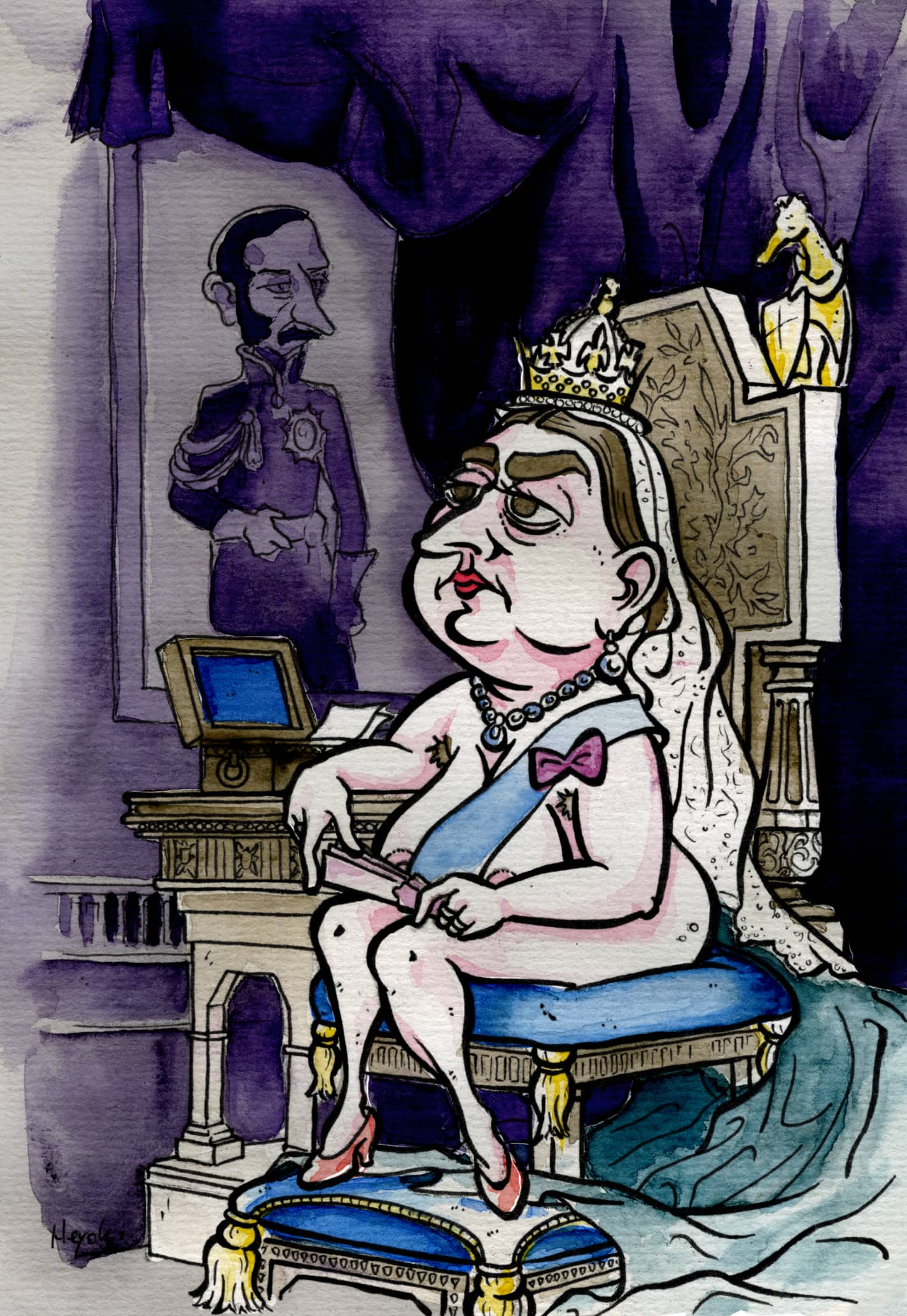 Caricature of Queen Victoria.