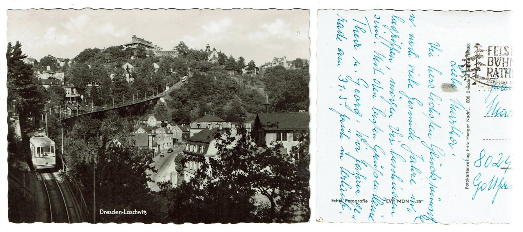 Scan of an old post card (showing the Loschwitz district of Dresden)