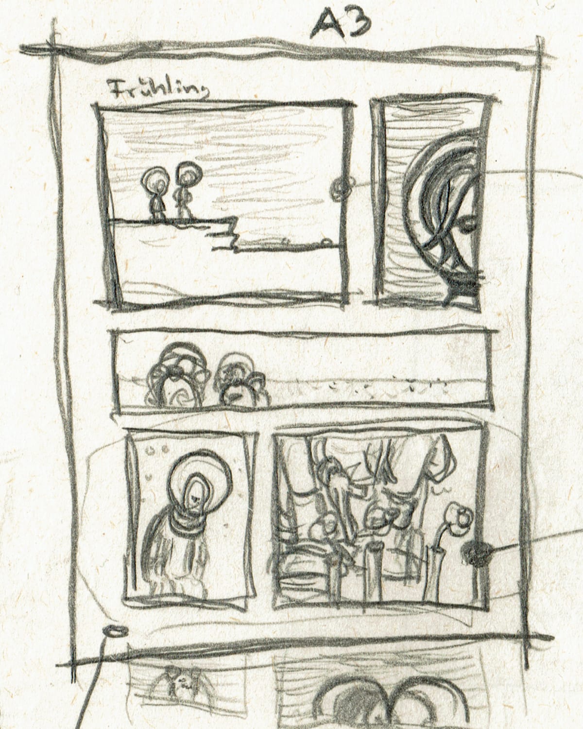First sketch for my comic strip “Spring”.