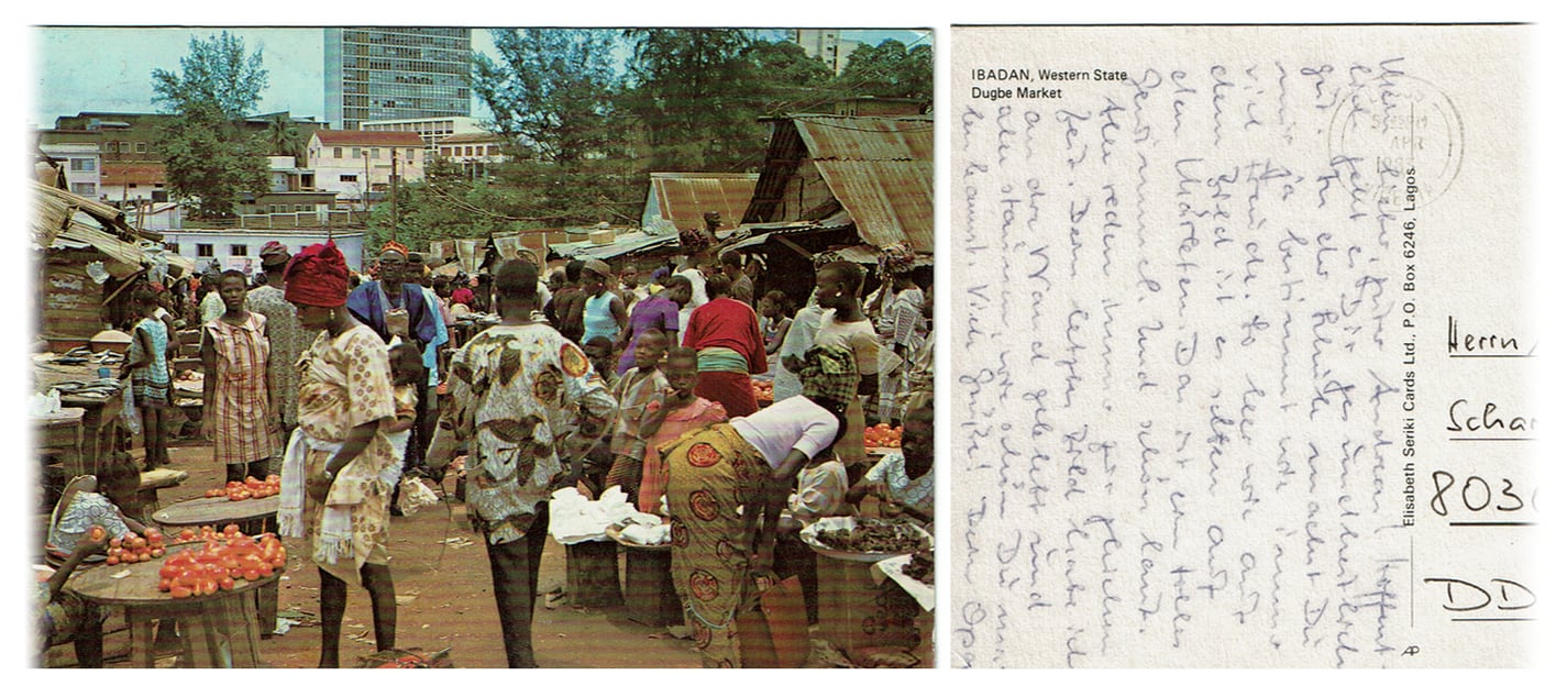 “Ibadan, Nigeria, Dugbe Market” – Scan of an old post card