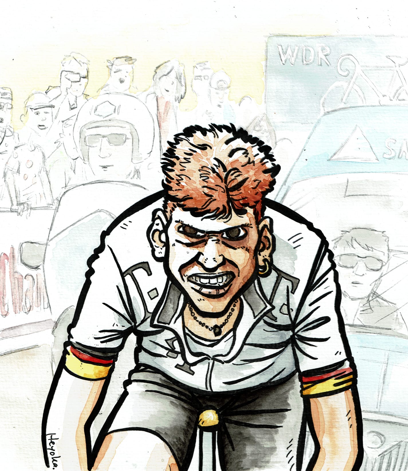 Drawing: “Jan Ullrich winning the 10th stage of the Tour de France 1997”