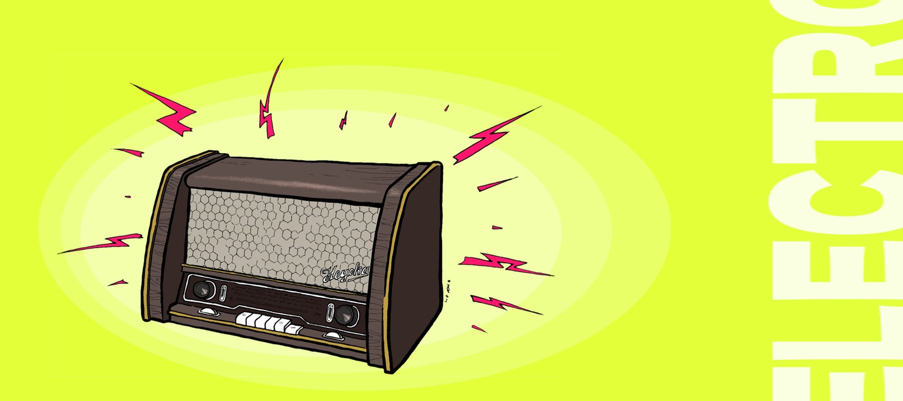 Drawing: Old radio going Techno