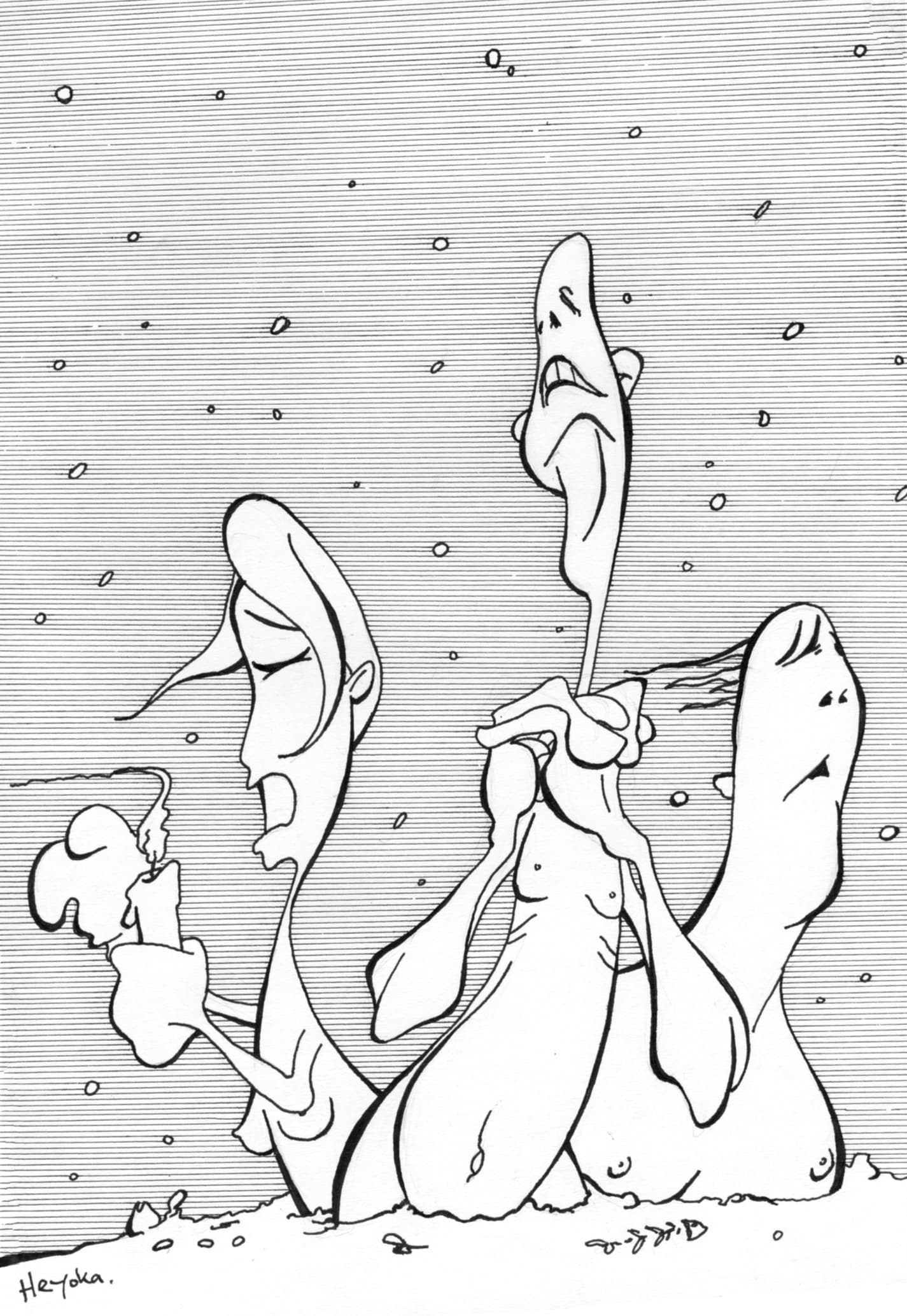 A rather strange Christmas drawing – a find from the blog author’s archives.